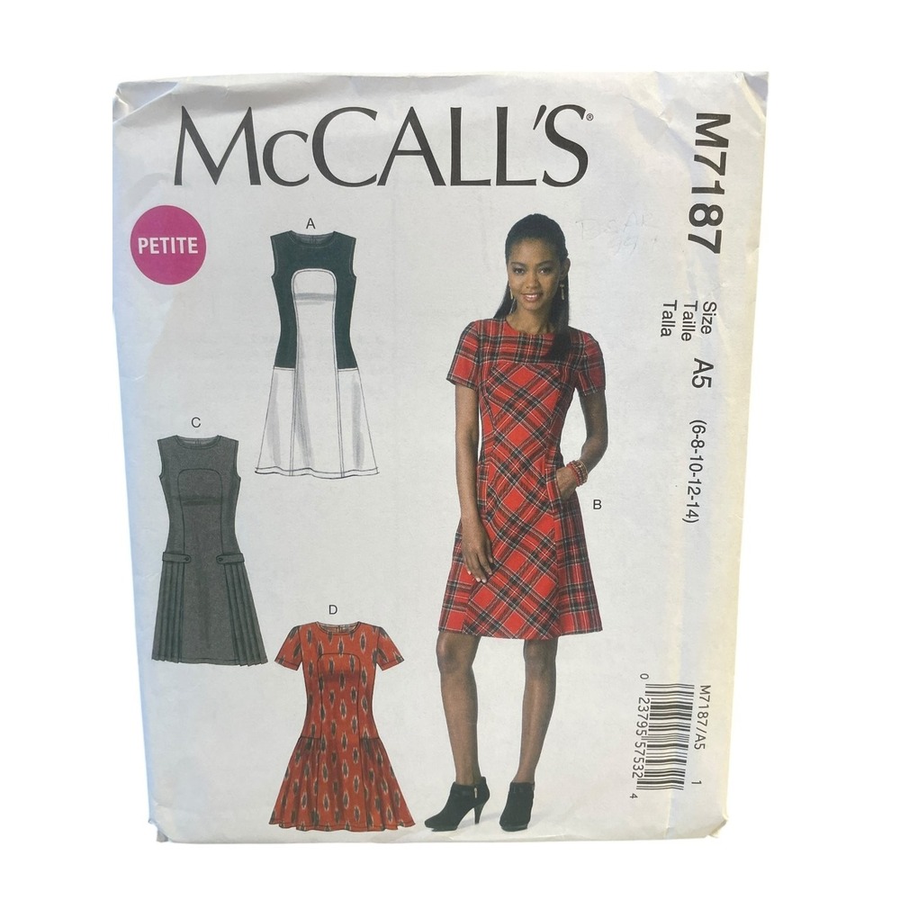 McCALL'S M7187 Petite Misses Dress Sewing Pattern Size 6-14 UNCUT